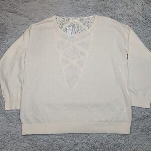 Maurices Sweater Womens L Soft Lace Career Casual Comfort Preppy Sheer New